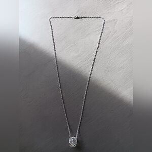 Clear Crystal Cube Pendant Necklace